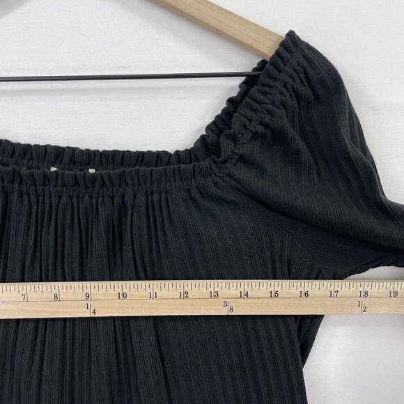 Madewell Shirt Women Small Black Textured Knit Off The Shoulder Boho Coastal NEW - Picture 12 of 13